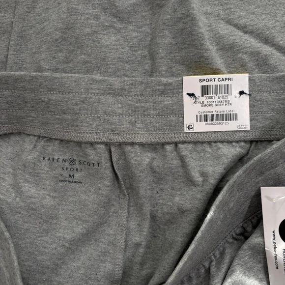 Karen Scott Women's Light Grey Knit Capri Pull On Pants / Joggers NWT - Picture 4 of 4